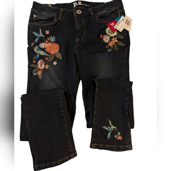 Aeropostale‎ Girls floral embroidered skinny jeans size 12 NWT - Picture 2 of 7